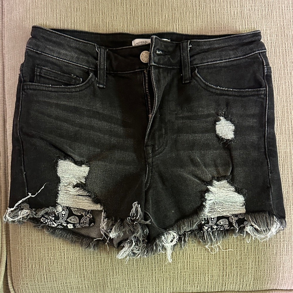 Black Distressed Denim Shorts